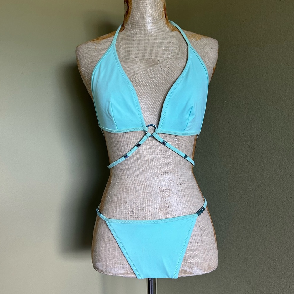 Jennifer Lopez JLo Aqua Halter 2 PC Bikini Set Sz S